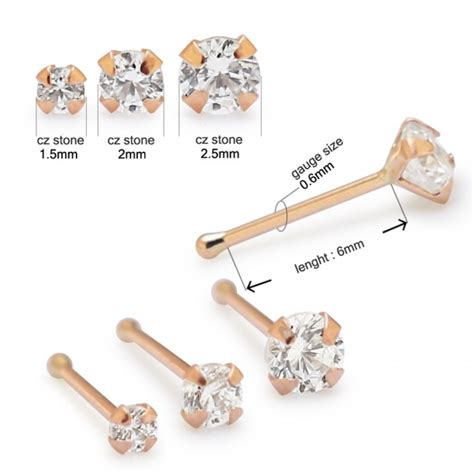 best prices for 14k gold round jeweled ball end nose pin 14k