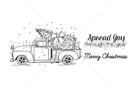 vintage truck christmas tree coloring pages  print