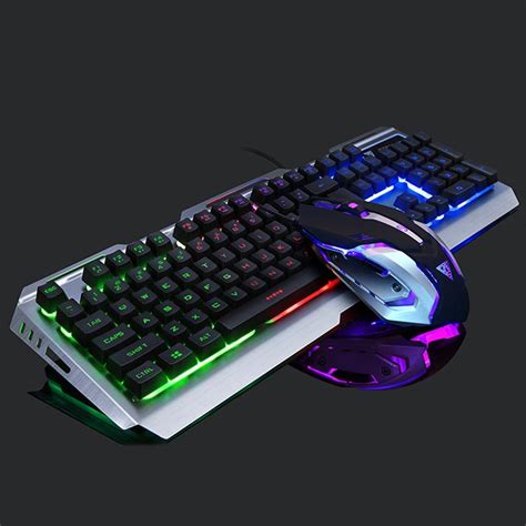 vktech  keys gaming mechanical keyboard mouse set usb wired ergonomic rgb backlight keyboard
