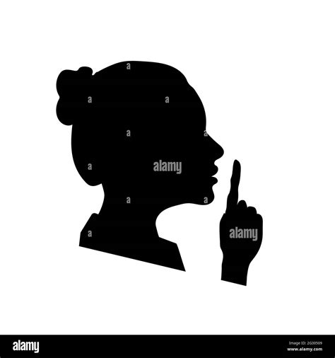 Woman Face Profile With Hand Shhh Icon On White Please Keep Quiet