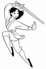 Mulan Coloring Pages Princess Warrior Getdrawings sketch template