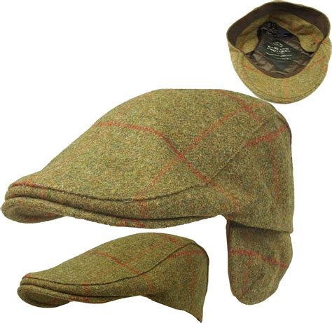 failsworth hats tweed flat cap  earflaps  wool english tweed