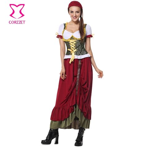 german bavarian costume cospaly beer girl fancy long dress oktoberfest