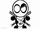 Deadpool Cartoon Chibi Drawing Coloring Pages Kids Printable sketch template
