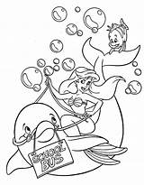 Coloring Mermaid Pages Little Dolphin Kids Cute Print sketch template