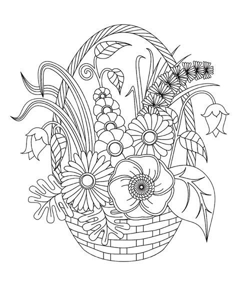 flowers   basket flowers kids coloring pages