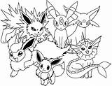 Coloring Eevee Pages Pokemon Evolutions Printable Together sketch template