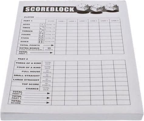bolcom scoreblok yahtzee scoreblad  vellen spelblad score blok spel