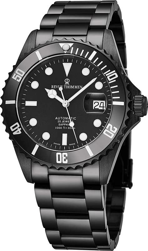 revue thommen mens automatic diver watch 42mm analog black face with
