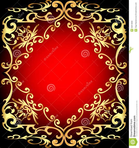 de rode achtergrond  een kader met gouden versiering vector illustratie afbeelding