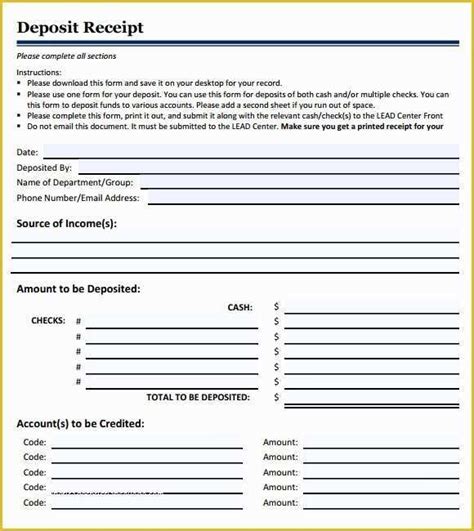 car deposit receipt template   deposit receipt template