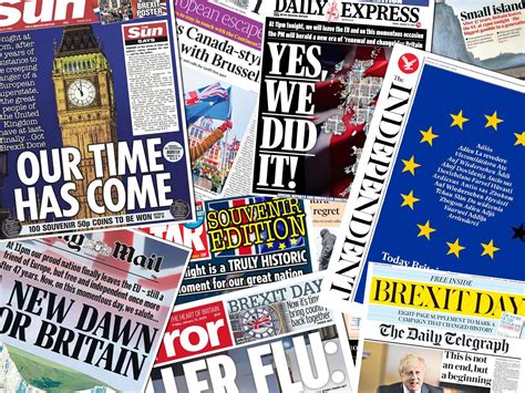 farewell  goodbye newspapers mark brexit day   front pages  independent