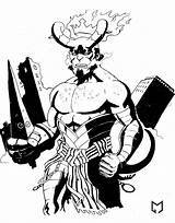 Hellboy Pages Coloring Beast Bw Mista Getcolorings Getdrawings Deviantart sketch template