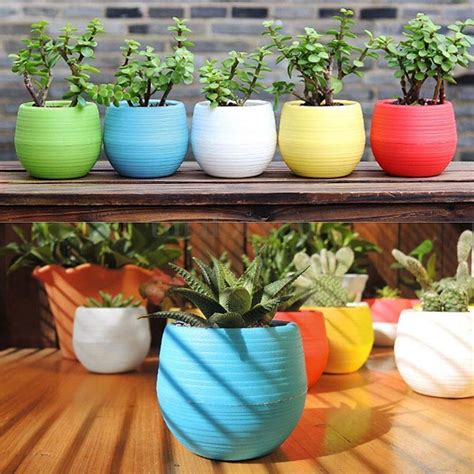 pc small  flower pots home garden office decor planter plastic