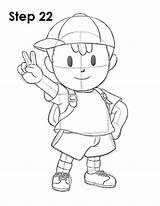Ness Draw Smash Earthbound Drawing Bros Sketch Step Super Stop Quick Nice Now sketch template