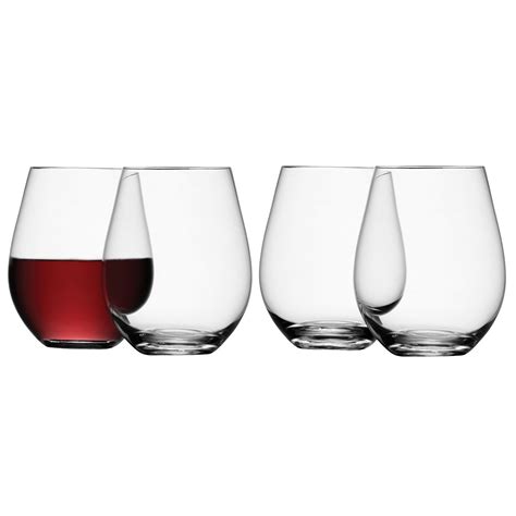 wine stemless red wine glass 530ml clear set of 4 red wine glasses