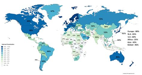 number  people   access  internet vivid maps