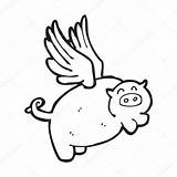 Schwein Fliegendes Lineartestpilot sketch template