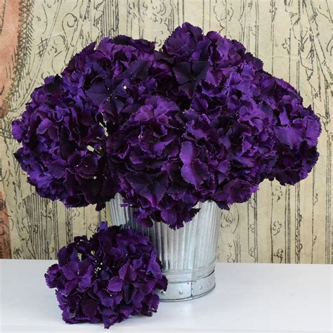 silk ka faux flowers deep purple hydrangea spray