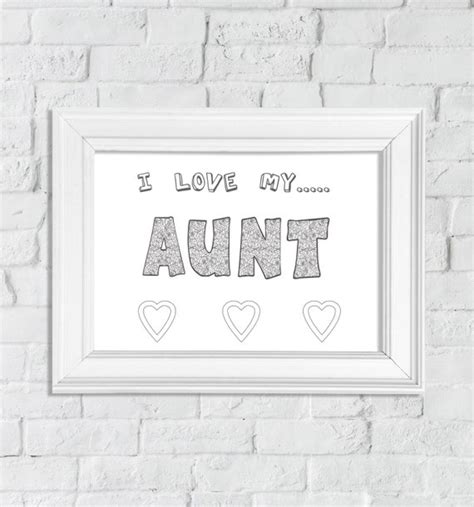 coloring page  love  aunt printable wall art print etsy
