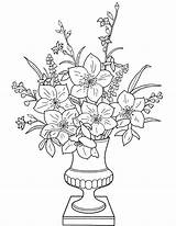 Coloring Vase Flowers Pages Features sketch template