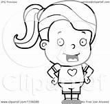 Girl Standing Her Cartoon Hands Coloring Hips Clipart Cory Thoman Outlined Vector 2021 sketch template