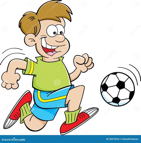 cartoon boy playing soccer royalty  stock image image