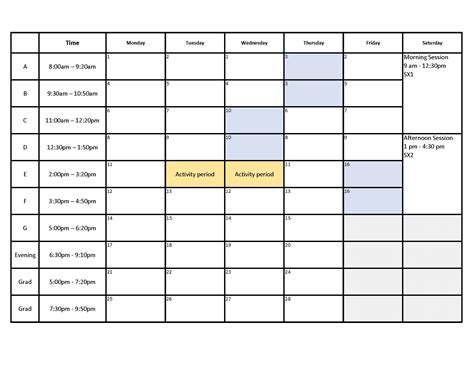 printable block schedule template