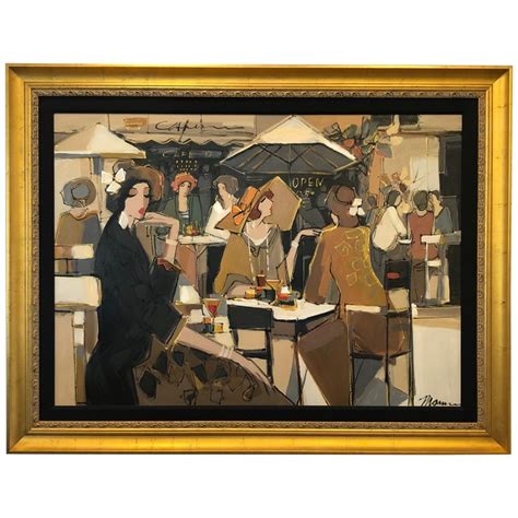 Very Large Bold Original French Cafe Scene By Isaac Maimon At 1stdibs