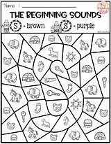 Phonics Color Coloring Beginning Sounds Pages Worksheets Kindergarten Teacherspayteachers Grade Preschool First sketch template