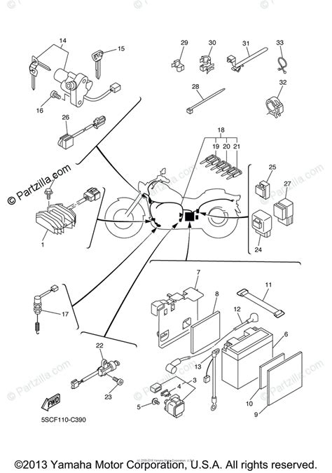 yamaha motorcycle  oem parts diagram  electrical  partzillacom