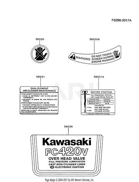 kawasaki fcv bs  stroke engine fcv parts diagram  label