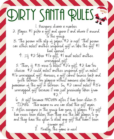 printable dirty santa rules printable templates