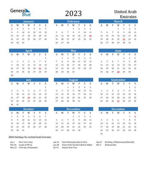 holidays uae  calendar  update