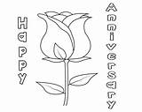Anniversary Freecoloring Drawing 50th Romantic Rose sketch template