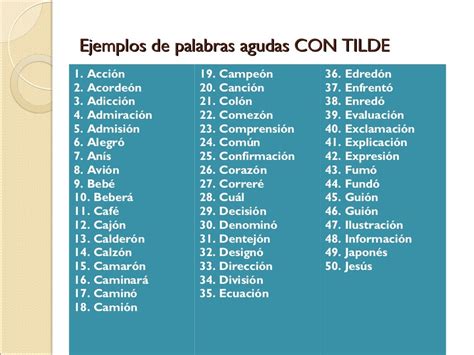 100 Ejemplos De Palabras Agudas Con Acento Spanish Basics Words Phonics