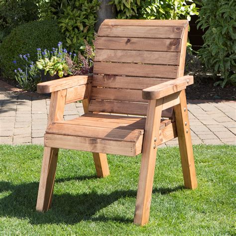 hand  traditional chunky rustic wooden garden chair furniture