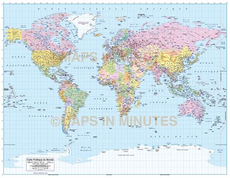 digital vector world map carte francaise du monde