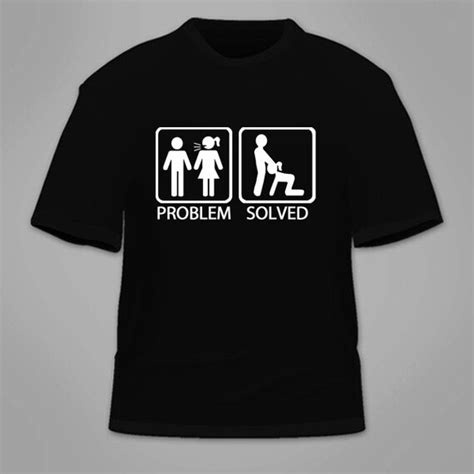 Problem Solved T Shirt Funny Sex Themed Blowjob Novelty Shirt