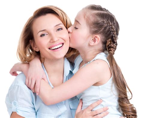 Young Daughter Kissing Mother Stock Image Image Of Happiness