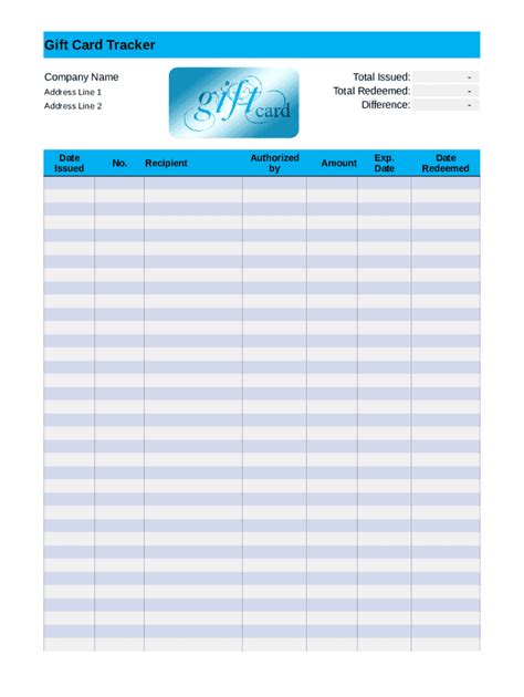 gift card tracking spreadsheet form fill   sign printable