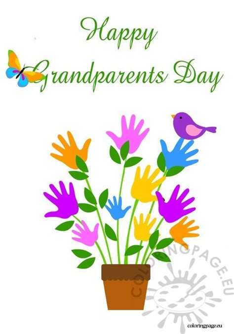 happy grandparents day card coloring page
