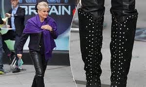 angela rippon shows her racy style in leather trousers and