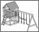 Jungle Gym Plans Swing Set Playhouse Wooden Drawing Playset Play House Plan Kids Building Pdf Build Guides Custom Equipment Deluxe sketch template