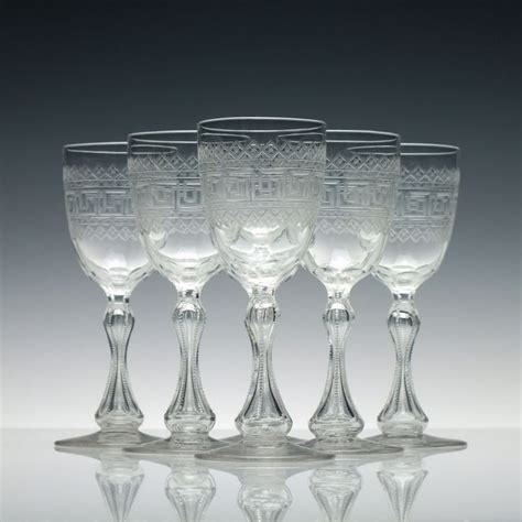 set of six victorian engraved port wine glasses c1870
