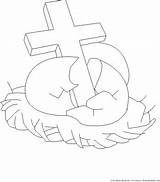 Cross Easter Coloring Pages Printables Lilies Jesus Eggs Bunny Christianity sketch template