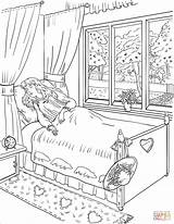 Coloring Bed Asleep Fell Bear Baby Pages Goldilocks Drawing sketch template