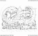 Beavers Coloring Outline Illustration Clip Royalty Bannykh Alex Clipart Background sketch template