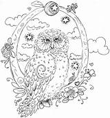 Coloring Pages Owl Adult Printable Adults Owls Mythical Creatures Print Difficult Animals Animal Kids Flower Detailed Mandalas Mandala Disney Fox sketch template