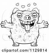 Pig Ugly Outlined Coloring Clipart Cartoon Vector Amorous Confused Cory Thoman sketch template